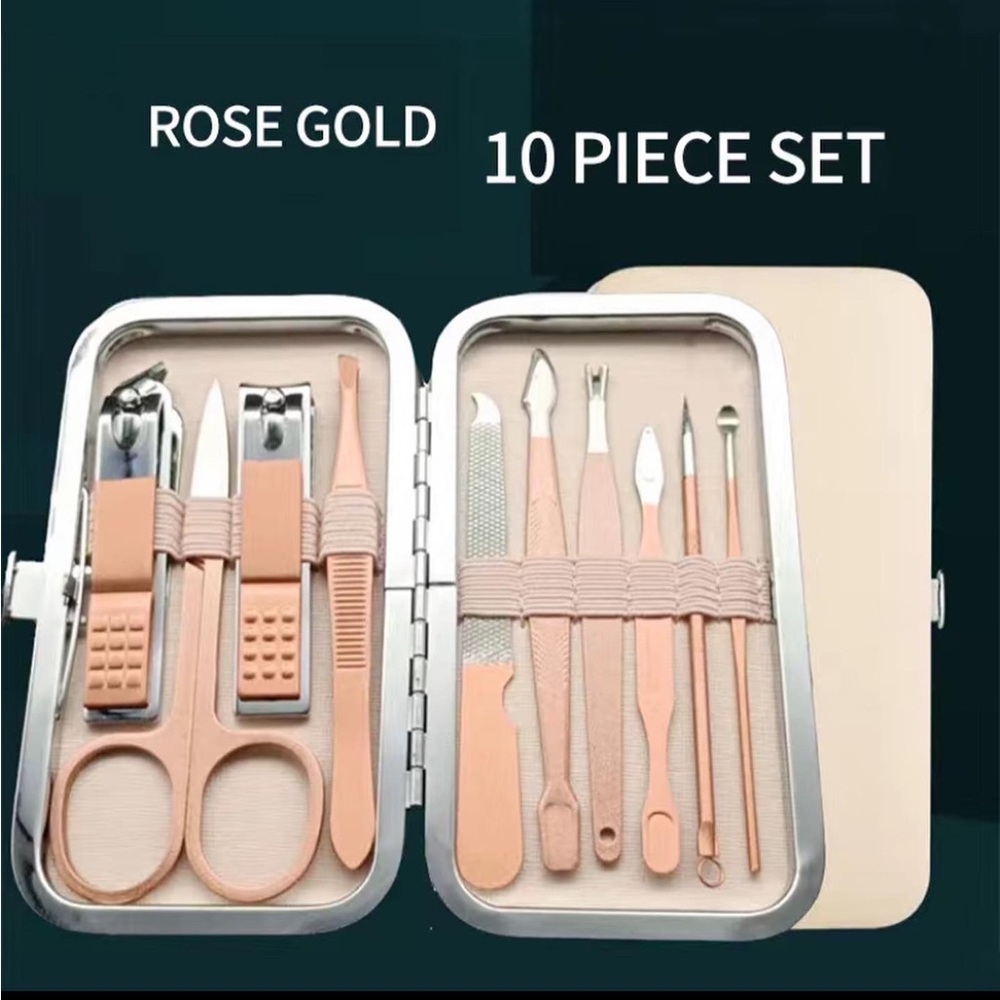Nail Clipper Grooming 10pc Tool Set….Rose Gold